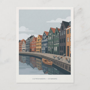 Copenhagen Denmark Travel Design with Canal  Postcard