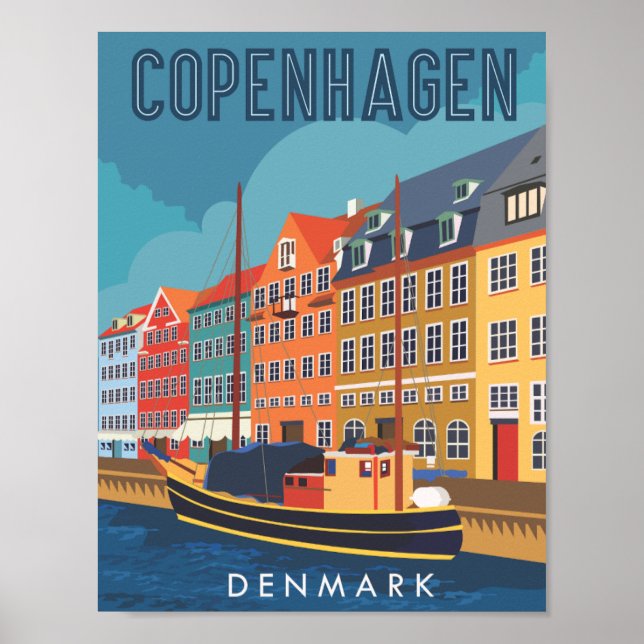 Copenhagen Denmark Travel Place Illustration Poster (Front)