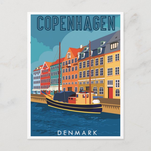 Copenhagen Denmark Travel Vintage city europe Postcard (Front)