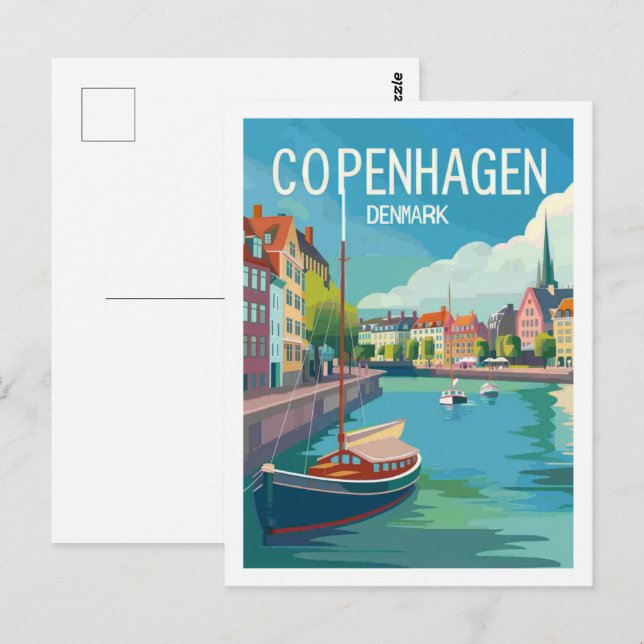 Copenhagen Denmark Vintage Famous Travel Place  Postcard (Front/Back)
