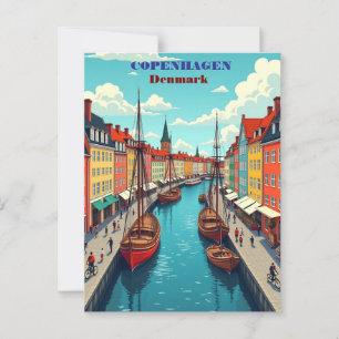 Copenhagen Denmark Vintage Travel Art Print – Retr Postcard