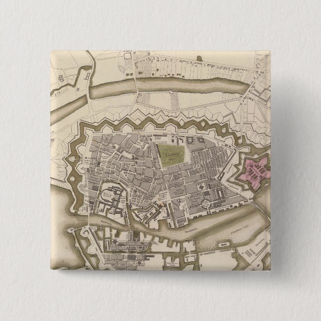 Copenhagen, Kiobenhaven 2 Inch Square Button (Front)