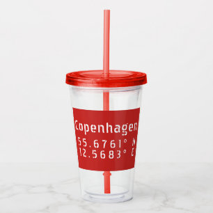 Copenhagen Latitude Longitude Acrylic Tumbler