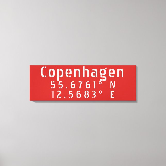 Copenhagen Latitude Longitude Canvas Print (Front)