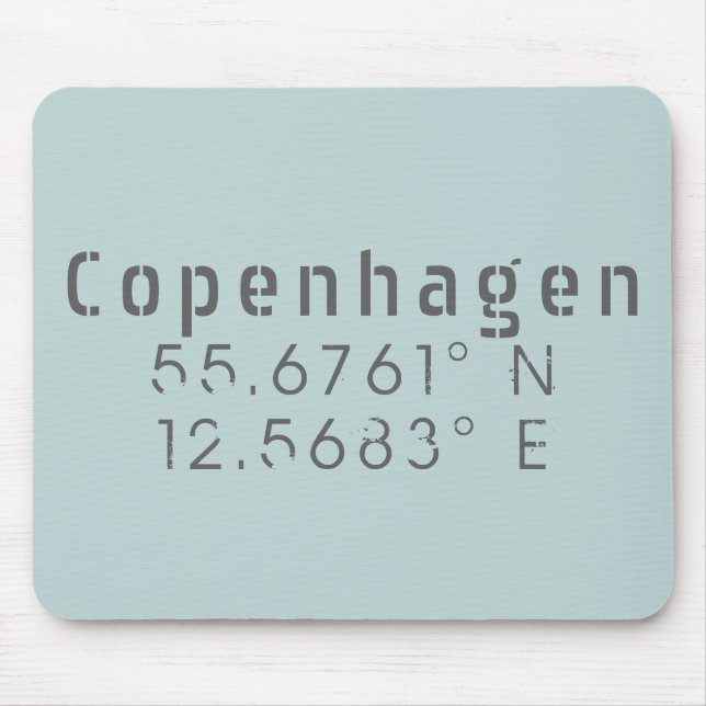 Copenhagen Latitude Longitude Mouse Pad (Front)