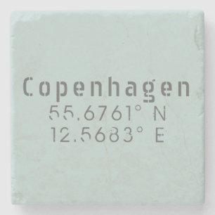 Copenhagen Latitude Longitude Stone Coaster