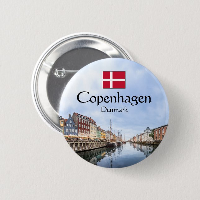 Copenhagen Nyhavn 2 Inch Round Button (Front & Back)