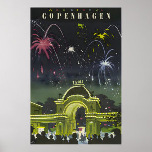 Copenhagen Painting Denmark Travel Poster Danish