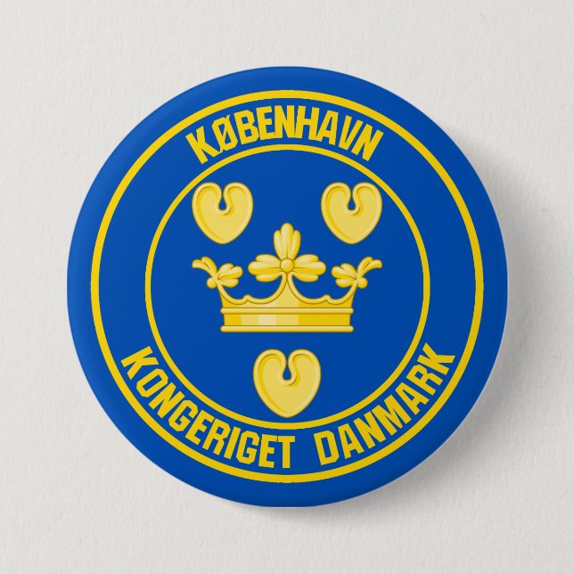 Copenhagen Round Emblem 3 Inch Round Button (Front)
