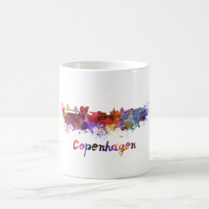 Copenhagen skyline in watercolor coffee mug