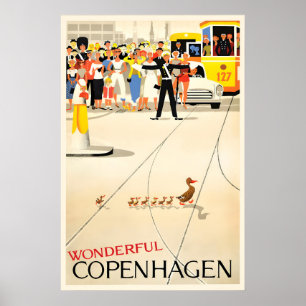 Copenhagen Travel Poster Vintage Denmark Art Print