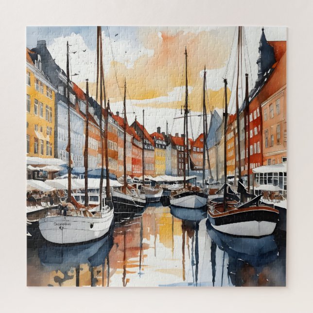 Copenhagen watercolor jigsaw puzzle (Vertical)
