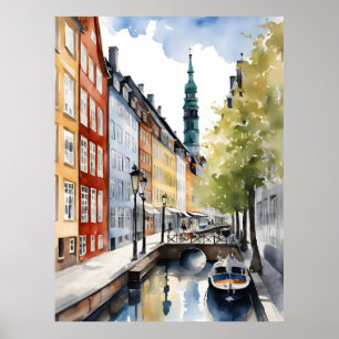 Copenhagen watercolor poster