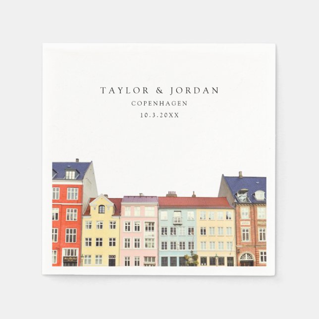 Copenhagen Wedding Custom Paper Cocktail Napkin (Front)