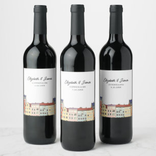 Copenhagen Wedding Favour Personalized Wine Label