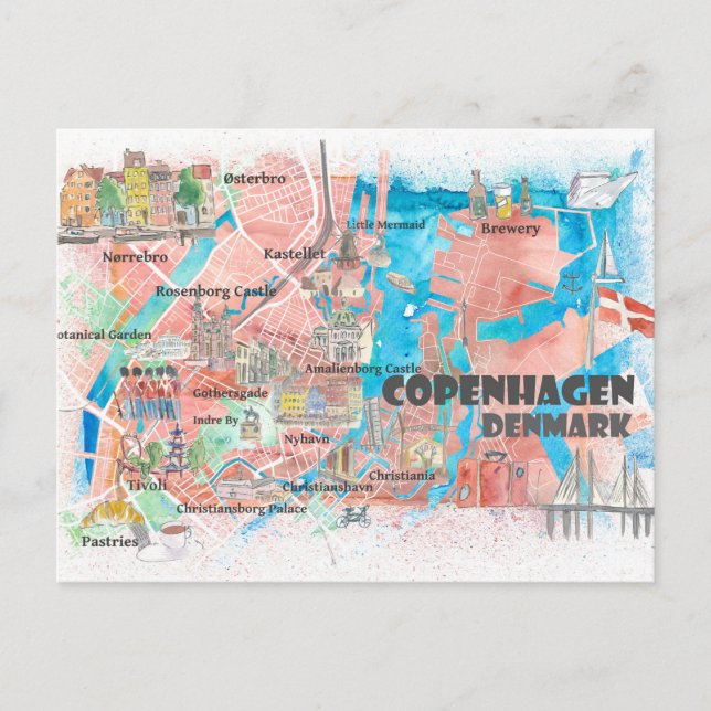 Copenhague Danemark Carte de la ville idéale (Devant)