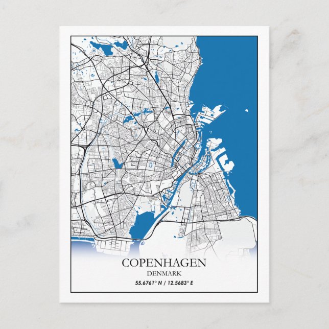 Copenhague Danemark City Carte Voyage Simple Minim (Devant)
