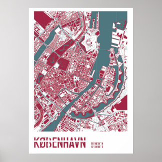 Copenhague Map RB Poster