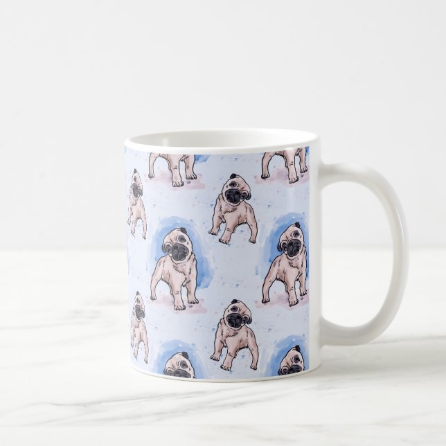 Copie d'aquarelle, chien de carlin, une tasse de (Droite)