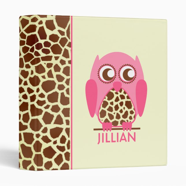 Copie de girafe et classeur personnalisé par hibou (Devant/Côté)