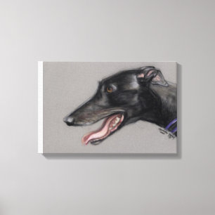 Copie noire de toile d'art de chien de lévrier