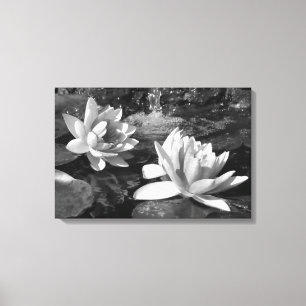 Copie noire et blanche de toile de fleurs de Lotus