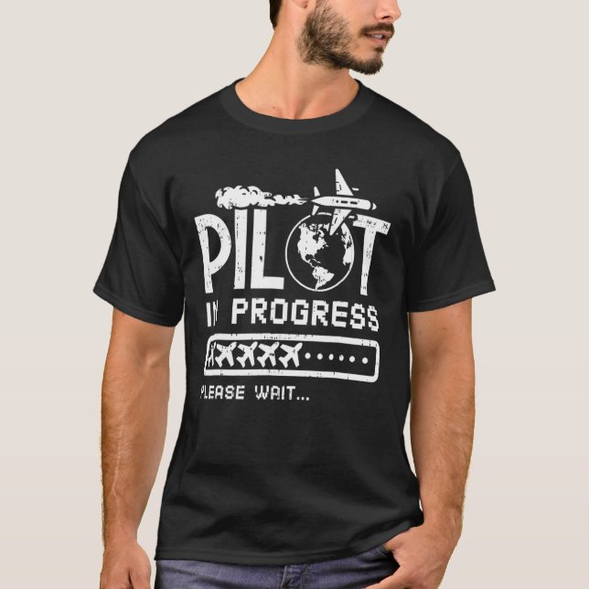 Copilot Pilot In Progress Future Pilot Airplane T-Shirt (Front)