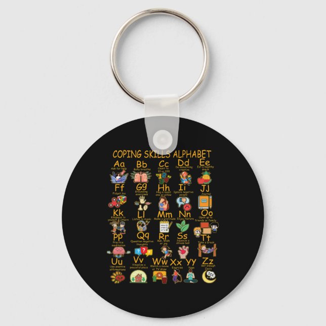 Coping Skills Alphabet Mental Health Awareness Cou Keychain (Front)