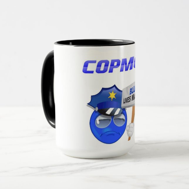 CopMoji - tasse bleue de matière des vies (Devant gauche)