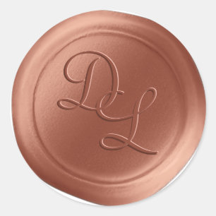 Copper 2 Letter Monogram Wax Seal Stickers