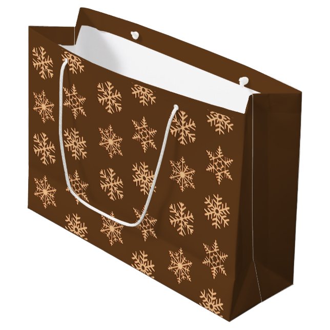 Copper 3-d snowflakes, Customizable Background Large Gift Bag (Front Angled)