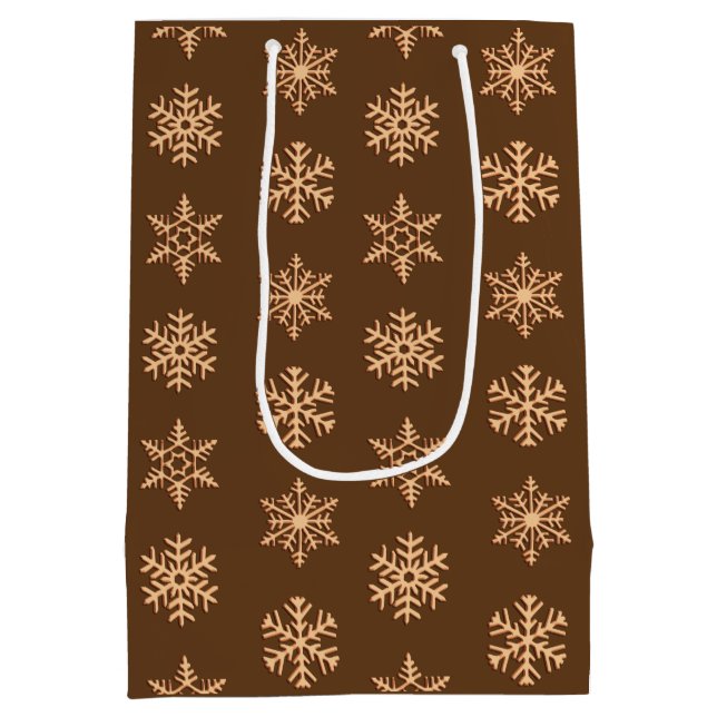 Copper 3-d snowflakes, Customizable Background Medium Gift Bag (Back)
