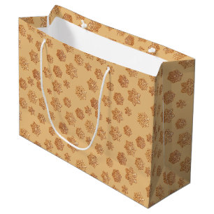Copper 3-d snowflakes on a copper background large gift bag