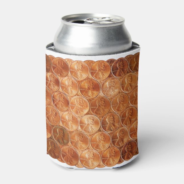 Copper Abraham Lincoln penny, one cent copper Can Cooler (Can Front)