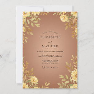 Copper Amber Leafy Wedding Invitation