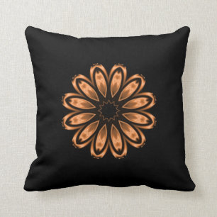 Copper and Black Mandala Pattern 3 Throw Pillow