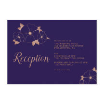 Copper and blue floral modern wedding reception