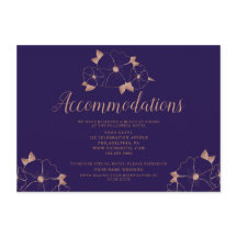 Copper and blue floral wedding accommodation