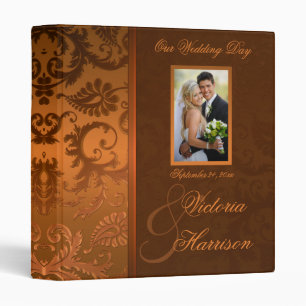 Copper and Brown Damask Wedding Binder/Album Binder