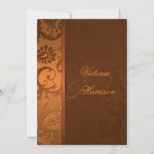 Copper and Brown Damask Wedding Invitation II
