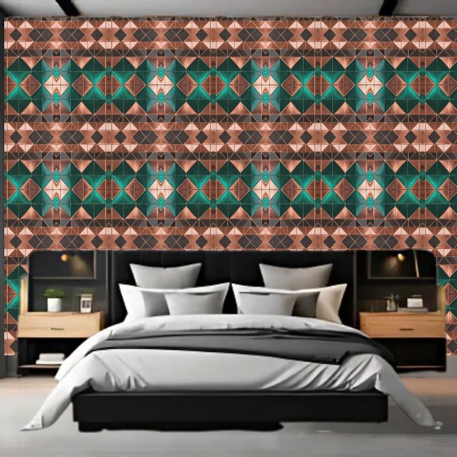 Copper and Emerald Diamond Pattern Peel and Stick  Wallpaper (Creator Uploaded)
