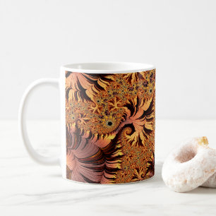 Copper and Gold Autumn Coloured Leaves Fractal Art Coffee Mug
