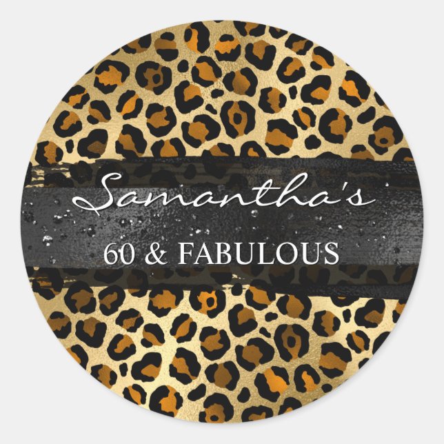 Copper and Gold Foil Leopard 60 & Fabulous Classic Round Sticker (Front)