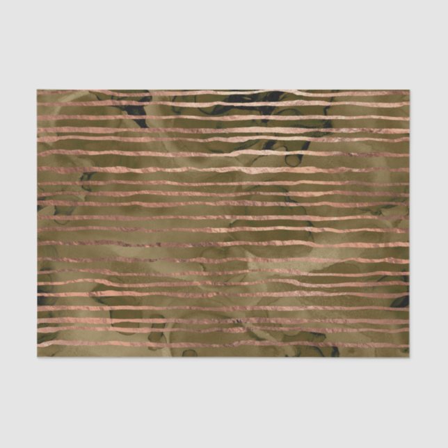 Copper and Gold Watercolor Stripes Pattern Tissue Paper (Front)