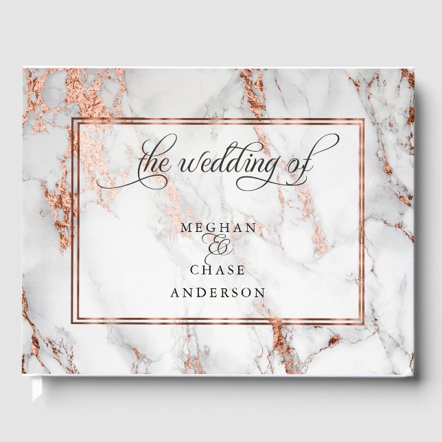 Copper and  Marble Wedding Bold Elegance Guest Book (Front)