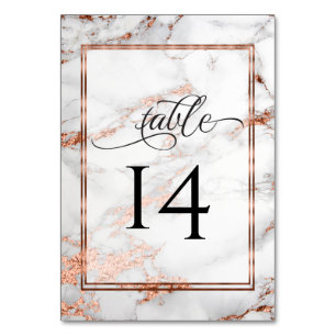 Copper and Marble Wedding Bold Elegance Table Number