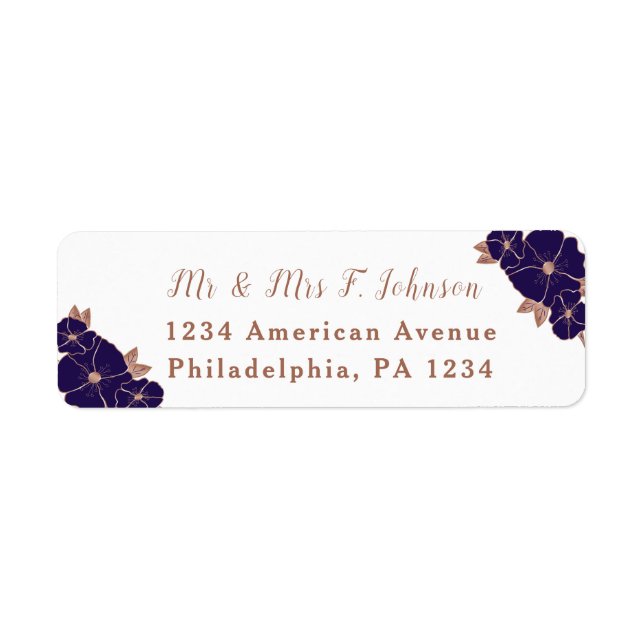 Copper and midnight blue floral modern wedding (Front)