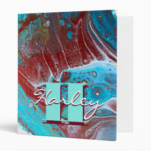 Copper and Teal Acrylic Flow Art Binder