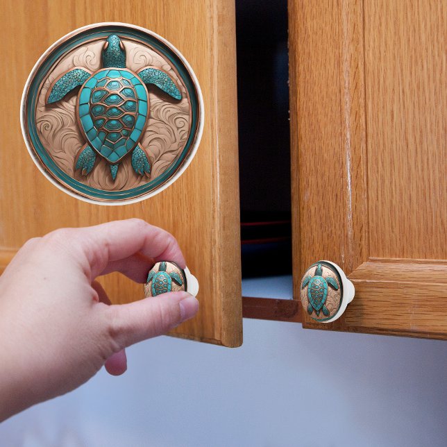 Copper and Turquois Sea Turtle Ceramic Knob (Creator Uploaded)