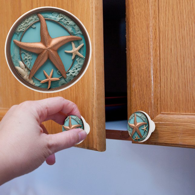 Copper and Turquoise Starfish Ceramic Knob (Creator Uploaded)